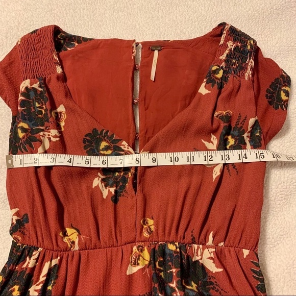 Free People “All I Got” Floral Tiered Pleated Maxi Dress Rust Red - Picture 15 of 16